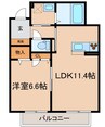 レシエルＷ棟 1LDKの間取り