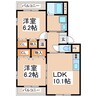 古戦場公園ローズマンション 2LDKの間取り