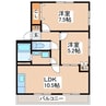 望月マンション 2LDKの間取り