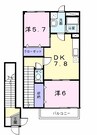 グランドステージしなの　Ａ棟 2DKの間取り