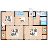山越アパート（平屋）B棟 3Kの間取り