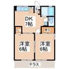 サニーハイツ2号棟 2DKの間取り
