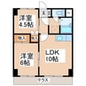サンライズマンション八幡 2LDKの間取り