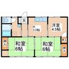山越アパート（平屋）A棟 3Kの間取り