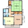セジュールHARADA　Ａ棟 2DKの間取り