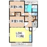 長野電鉄長野線/本郷駅 徒歩7分 3階 築21年 2LDKの間取り