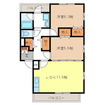 間取図 長野電鉄長野線/本郷駅 徒歩7分 2階 築22年