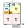 2階 築28年 2DKの間取り