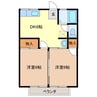 シティハイムなかむら 2DKの間取り