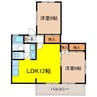 コーポサンライズ三輪 2LDKの間取り
