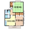 稲田ライブタウンA棟 2DKの間取り