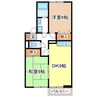 ジュネス城Ａ棟 2DKの間取り