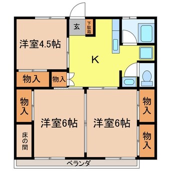 間取図 長野電鉄長野線/市役所前駅 徒歩23分 1階 築47年