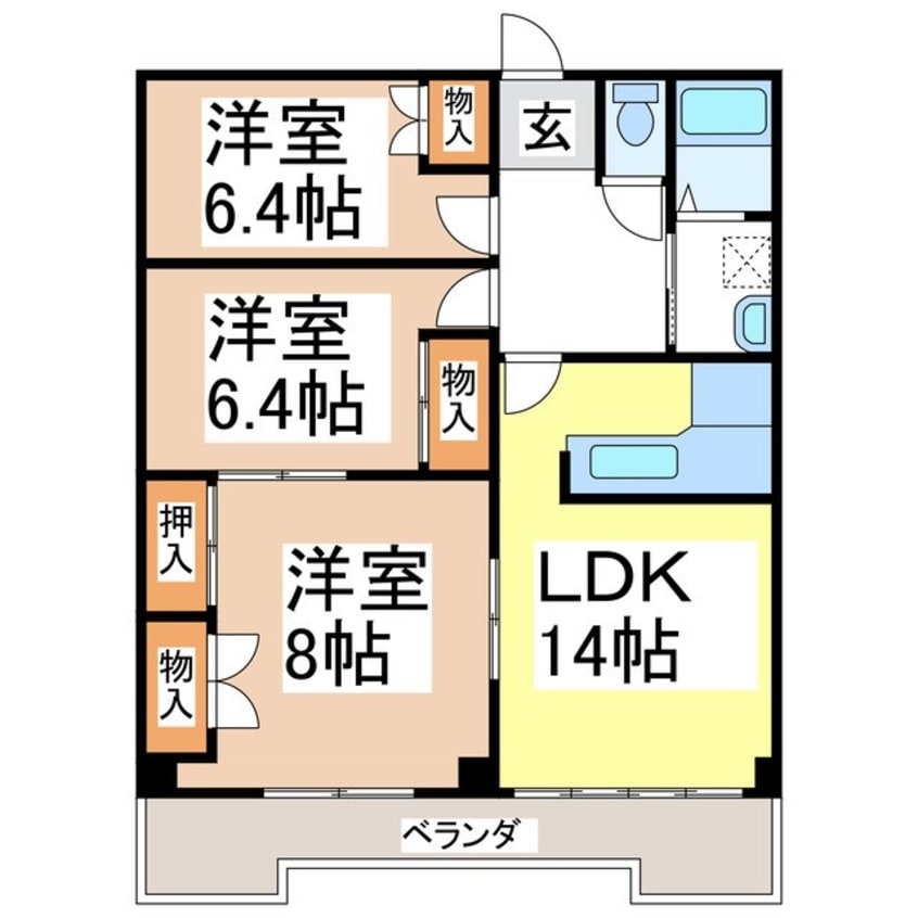 間取図 信越本線/長野駅 徒歩4分 4階 築27年