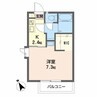 パークサイド高田Ｂ棟 1Kの間取り