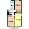 シャルルアモリＡ棟 2DKの間取り
