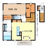 ハピネス高田B棟 1LDKの間取り