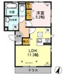 レセンテ中御所 1LDKの間取り