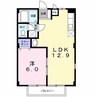 ハイツカネユキ 1LDKの間取り