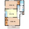 ラ・テールＣ　Ｂ棟 2DKの間取り