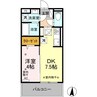 リヴェール中御所C 1DKの間取り