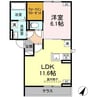 トリシア柳町 1LDKの間取り