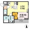 プランタン若里V 1LDKの間取り