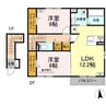 遊眠あがの 2LDKの間取り