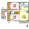 遊眠あがの 2LDKの間取り