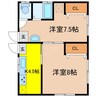 メゾン高野 2Kの間取り
