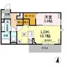 トリシア東和田　W棟 1LDKの間取り