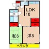 コーポ沙羅 2LDKの間取り