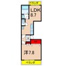 レジデンスタカハ 1LDKの間取り
