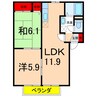 フォーレスチェリーヒルズ3番館 2LDKの間取り