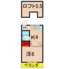 ハイツｎ 1DKの間取り