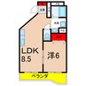 マンションピースフル 1LDKの間取り