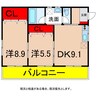 新星第二ビル住宅部 2DKの間取り