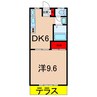 グリーンハイツいくら 1DKの間取り