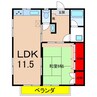 ハイツ城ヶ丘 1LDKの間取り