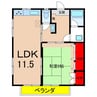 ハイツ城ヶ丘 1LDKの間取り