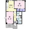 ケイツーレジデンス 2DKの間取り