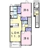 エスポワール（新子田） 2LDKの間取り