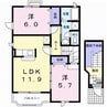 ハイツアプールＢ 2LDKの間取り