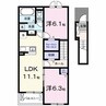 ロイヤルオークIII 2LDKの間取り