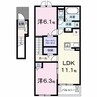 ラ・クラリエールＳ 2LDKの間取り
