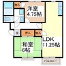 モアプレンティカサハラ 2LDKの間取り