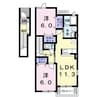 ル・シエルI 2LDKの間取り