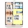 グランディオールマンション 2LDKの間取り