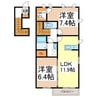 ディアコート青木島Ａ 2LDKの間取り