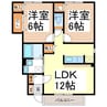 モダンコート千曲Ｂ 2LDKの間取り
